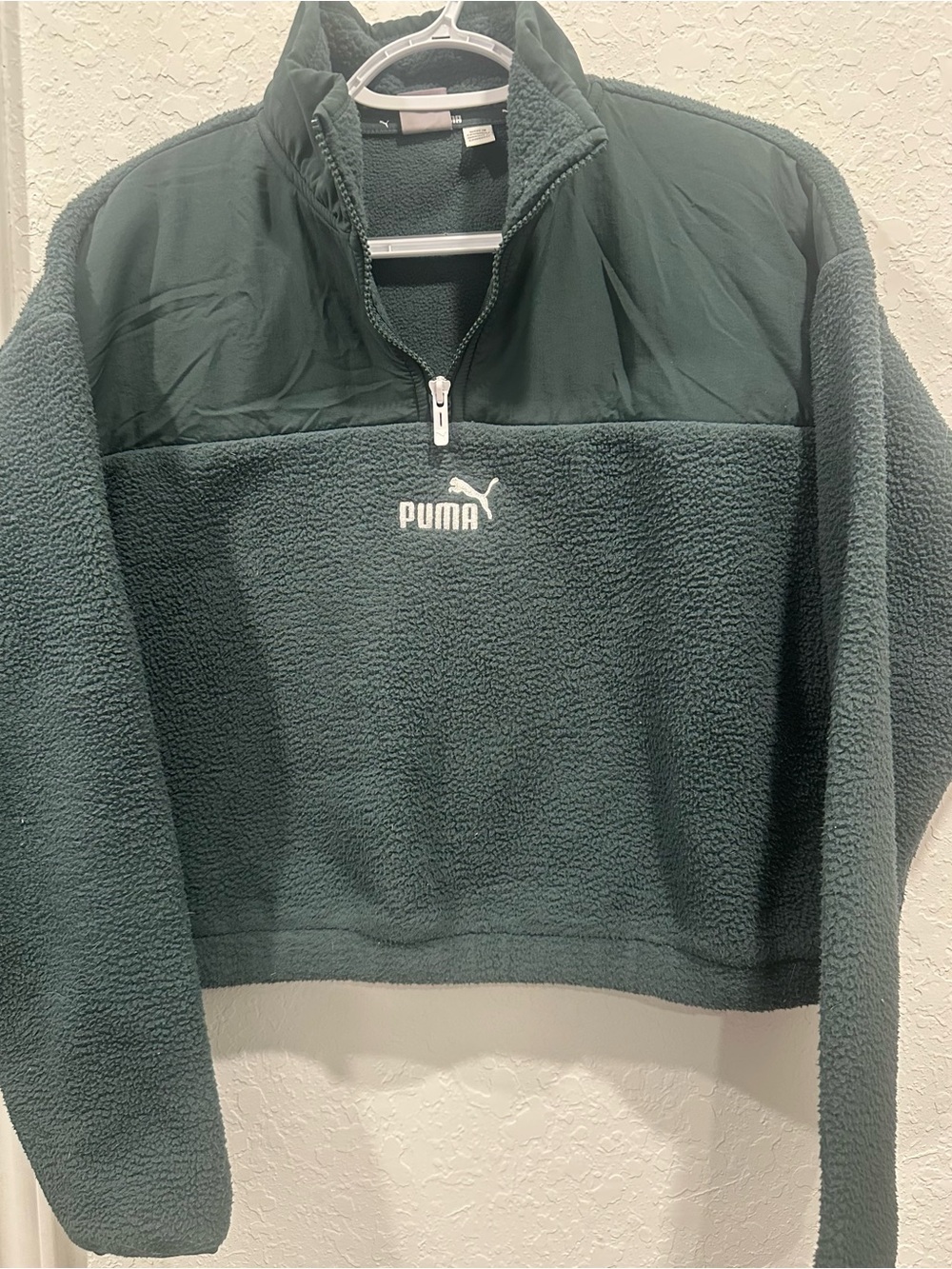 Puma Dark Green Sherpa Half-Zip Pullover